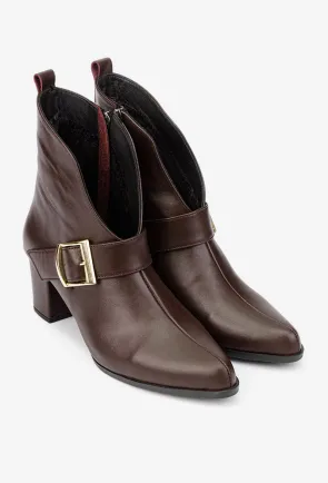Botine dama NUR din piele naturala bordo