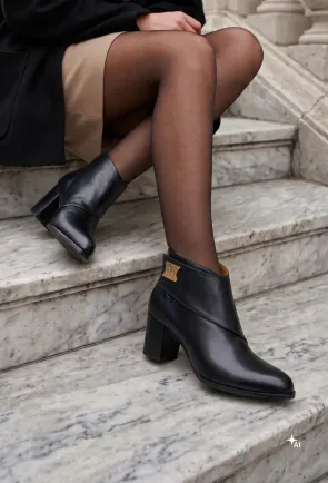 Botine dama NUR din piele neagra