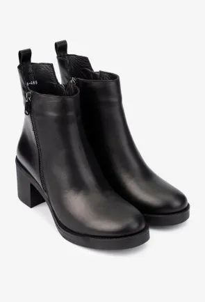 Botine dama NUR negre din piele naturala