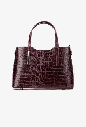 Geanta dama bordo din piele model croco