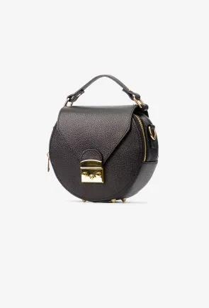 Geanta dama din piele texturata neagra