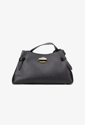 Geanta dama din piele texturata neagra