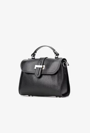 Geanta dama din piele texturata neagra