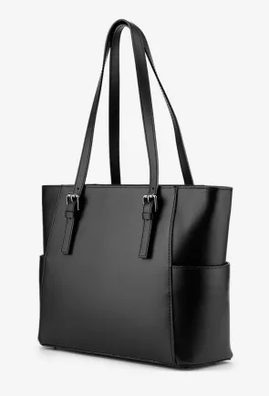 Geanta dama neagra din piele cu manere ajustabile