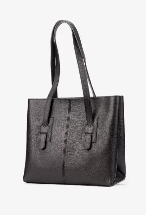Geanta dama neagra din piele texturata