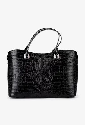 Geanta dama office din piele naturala neagra