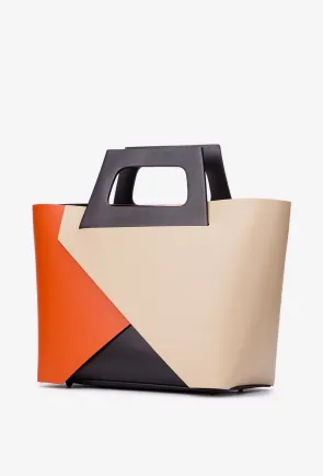 Geanta dama shopper din piele naturala multicolora