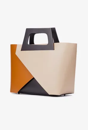Geanta dama shopper din piele naturala multicolora