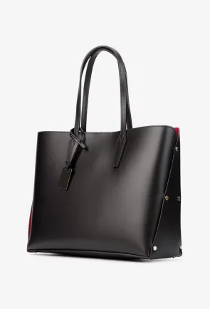 Geanta dama shopper neagra din piele naturala