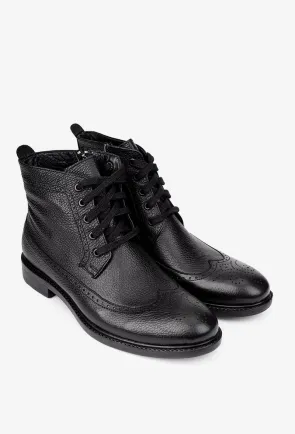 Ghete barbati confectionate din piele texturata neagra