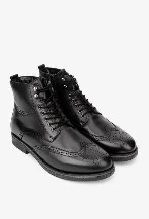 Ghete barbati din piele naturala neagra