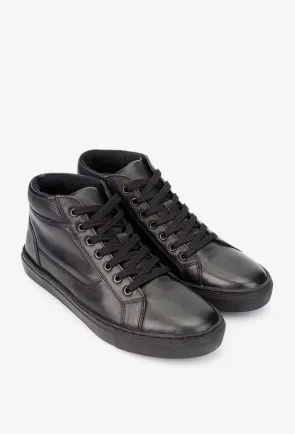 Ghete barbati din piele naturala neagra