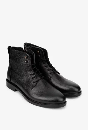Ghete barbati din piele texturata neagra