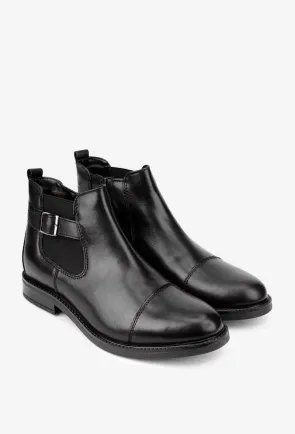Ghete barbati negre din piele naturala cu fermoar
