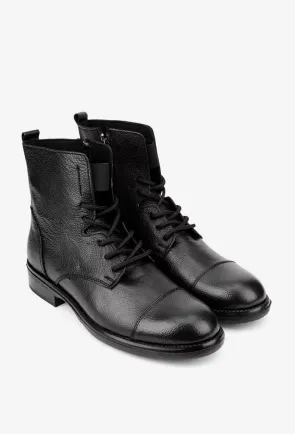 Ghete barbati negre din piele texturata