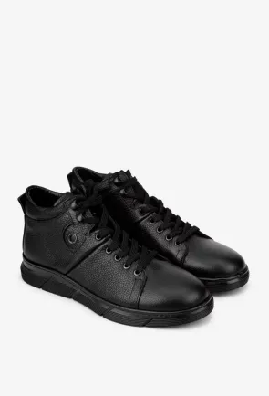 Ghete barbati realizate din piele texturata neagra