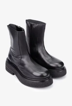 Ghete dama din piele naturala neagra