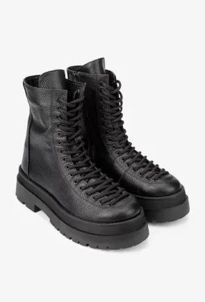 Ghete dama negre din piele texturata