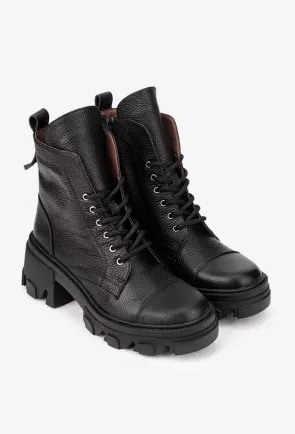 Ghete dama negre din piele texturata