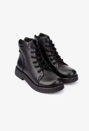 Ghete dama negre din piele texturata