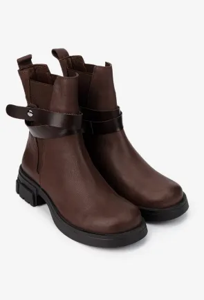Ghete dama NUR din piele naturala maro cu elastic