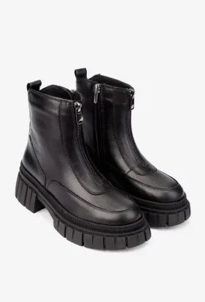 Ghete dama NUR negre din piele naturala
