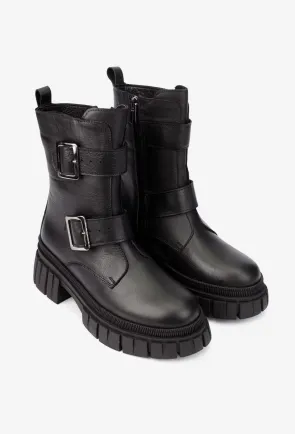 Ghete dama NUR negre din piele naturala