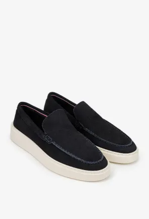 Mocasini barbati bleumarin din piele intoarsa