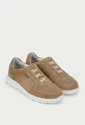 Pantofi barbati bej din piele intoarsa cu elastic