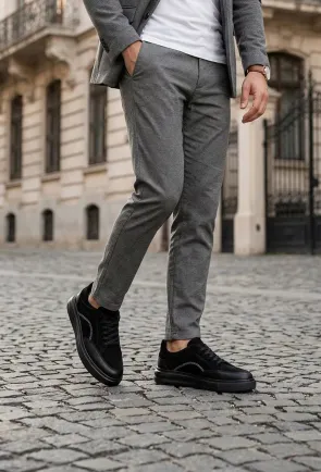 Pantofi barbati confectionati din piele neagra