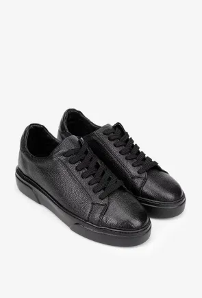 Pantofi barbati confectionati din piele texturata neagra