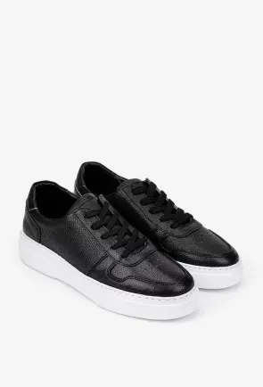 Pantofi barbati confectionati din piele texturata neagra