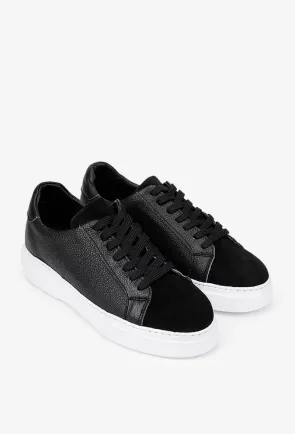 Pantofi barbati confectionati din piele texturata neagra