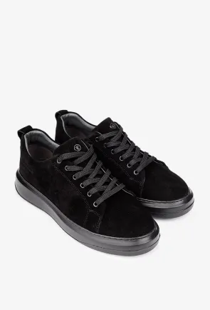 Pantofi barbati din piele intoarsa neagra