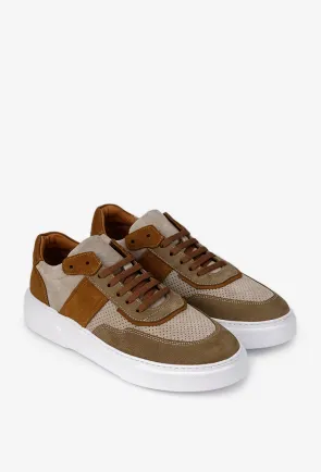 Pantofi barbati NUR din piele bej cu taupe si maro