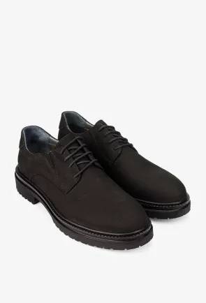 Pantofi barbati NUR din piele nabuc neagra
