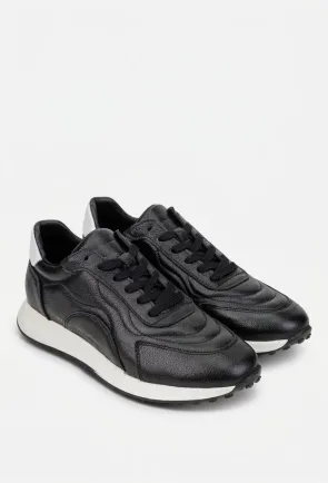 Pantofi barbati NUR din piele neagra cu alb