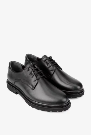 Pantofi barbati realizati din piele naturala neagra