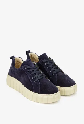 Pantofi dama bleumarin din piele intoarsa
