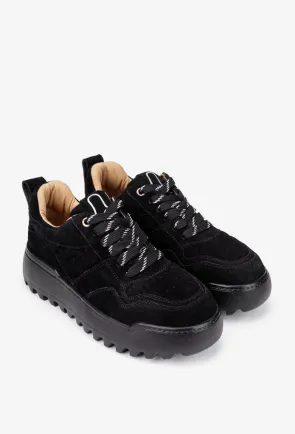 Pantofi dama din piele intoarsa neagra