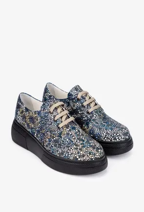 Pantofi dama multicolori din piele naturala