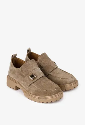 Pantofi dama NUR taupe din piele intoarsa
