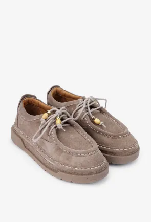 Pantofi dama NUR taupe din piele intoarsa