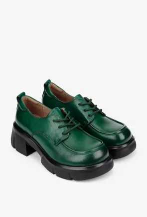 Pantofi dama NUR verzi din piele naturala