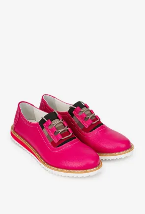 Pantofi dama roz din piele texturata