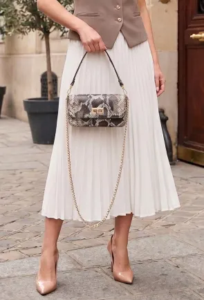 Poseta dama maro din piele texturata animal print