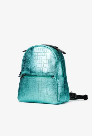 Rucsac dama din piele naturala verde sidefata