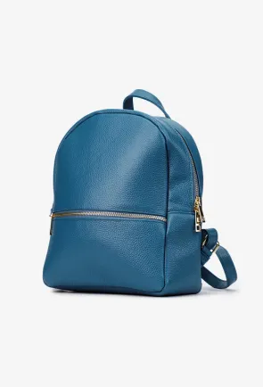 Rucsac dama din piele texturata albastra
