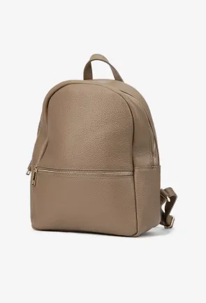 Rucsac dama din piele texturata taupe