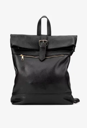Rucsac dama negru din piele texturata